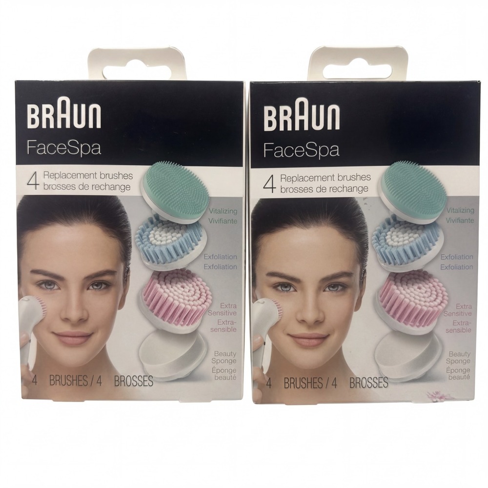 2 X Braun FaceSpa 80MV Replacement Heads Bundle 4 Brushes